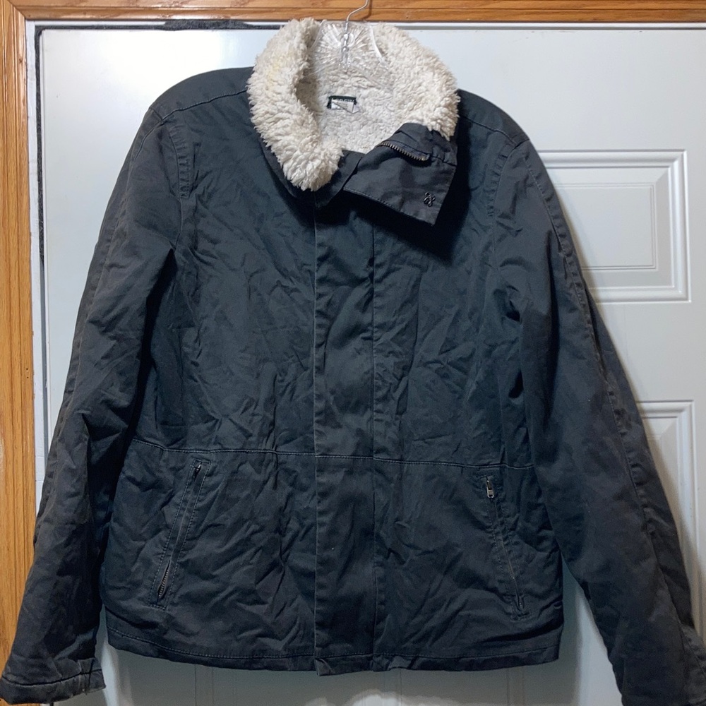 J. Crew Gray Jacket with Cream Sherpa Collar 12